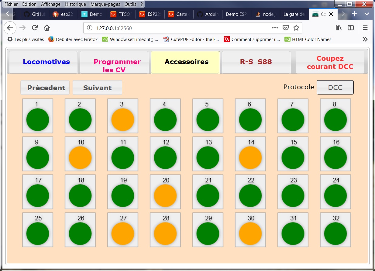 Ecran de commande accessoires, IHM DCCpp (GUI 960x575)